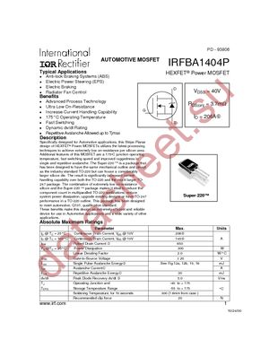 IRFBA1404 datasheet  